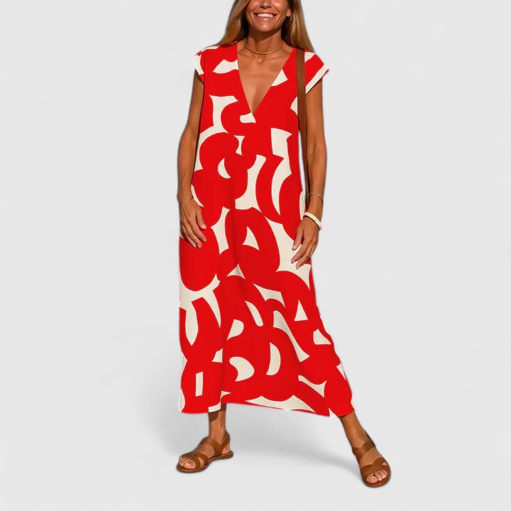 Koralia | Elegantes V-Ausschnitt Kleid