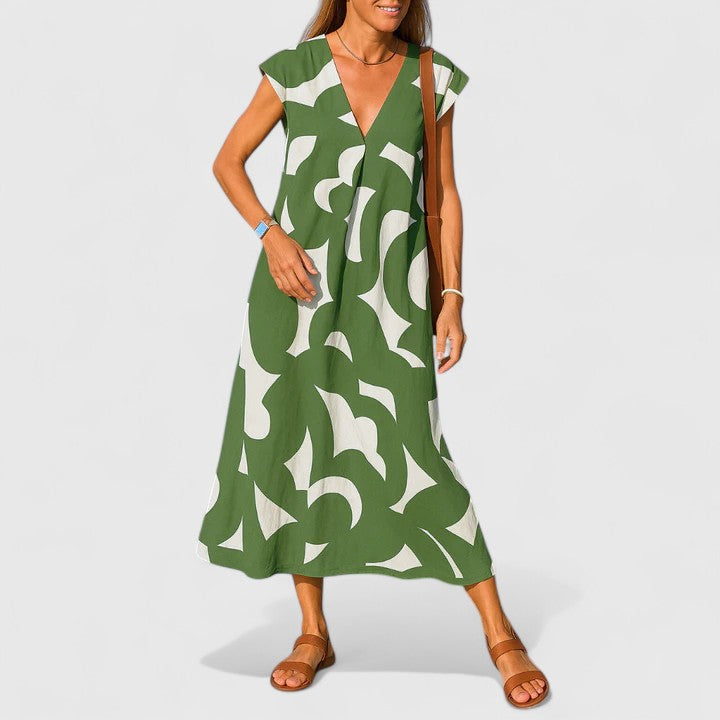 Koralia | Elegantes V-Ausschnitt Kleid