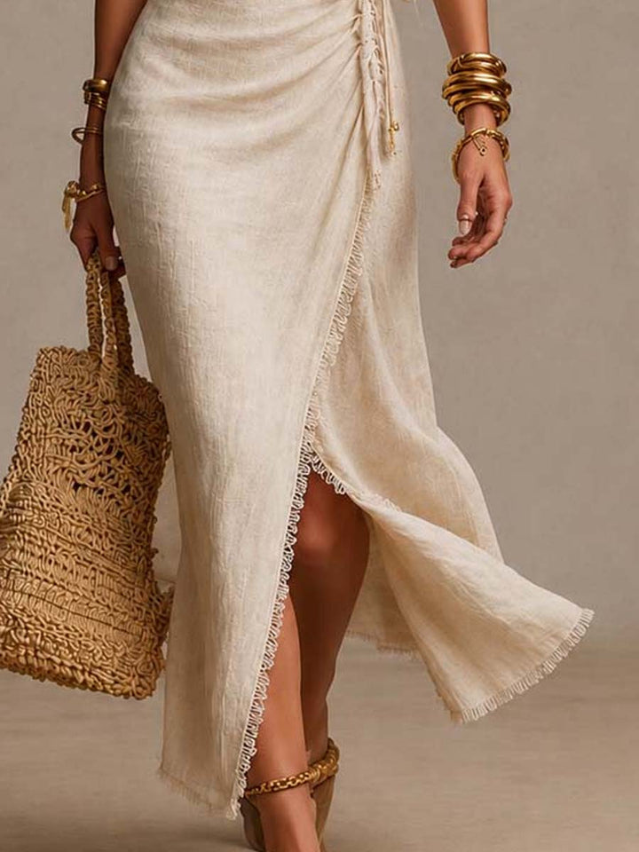 Nerina | Midikleid mit Drapierung und Wickelschnitt