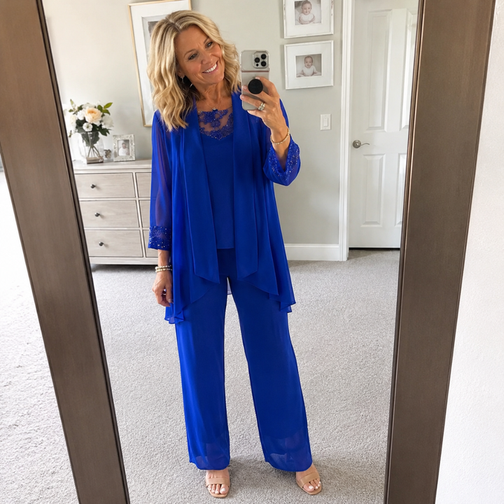 Eleanor™ | Fließende Jacke &amp; Weite Hose Set