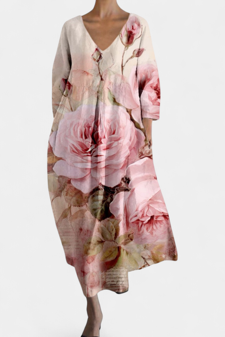 Isalinde | Bequemes V-Ausschnitt-Kleid