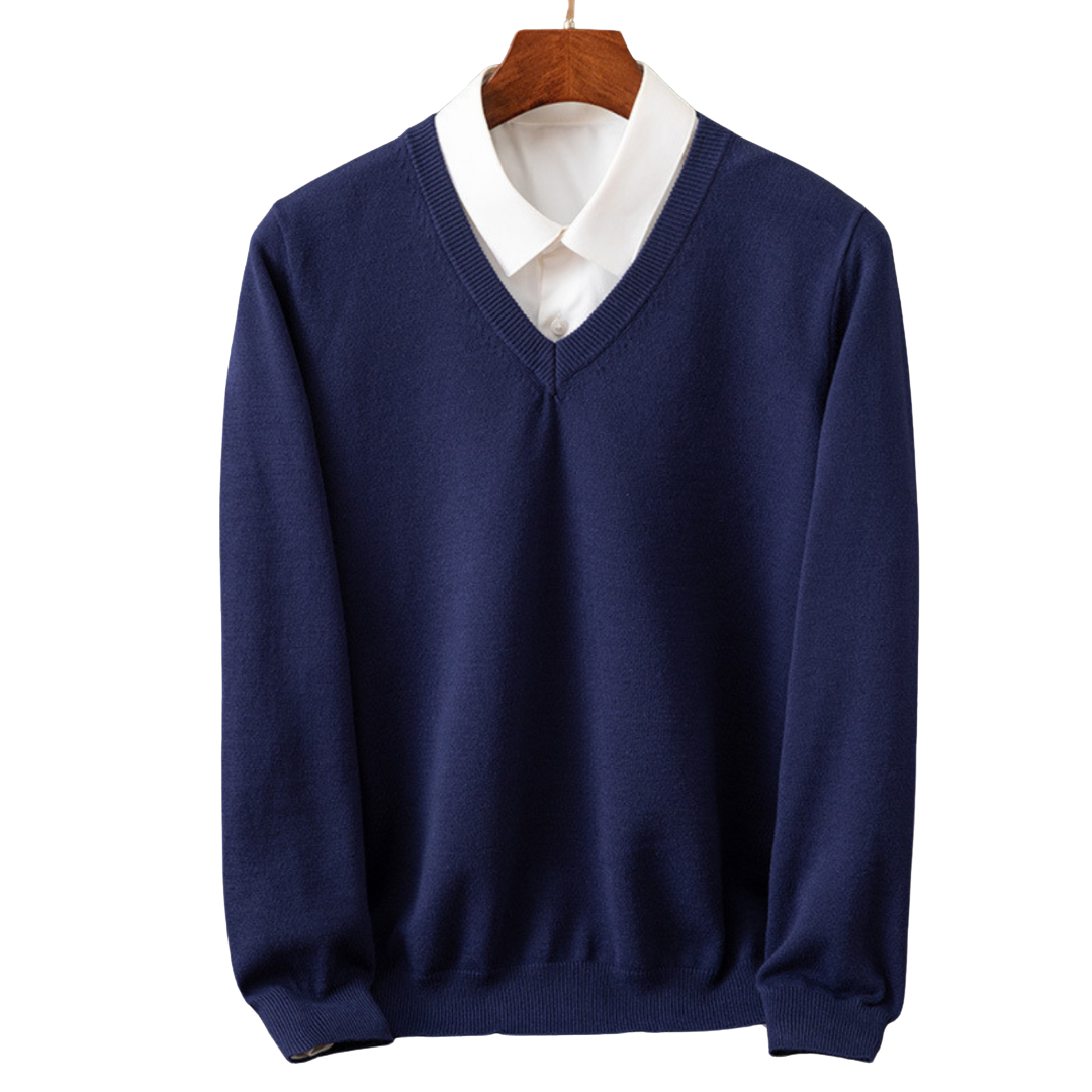 Eleganter Kaschmirpullover mit V-Ausschnitt