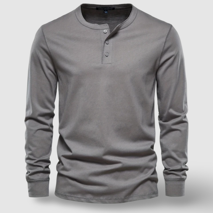 Elegante Baumwoll-Langarm-Henley