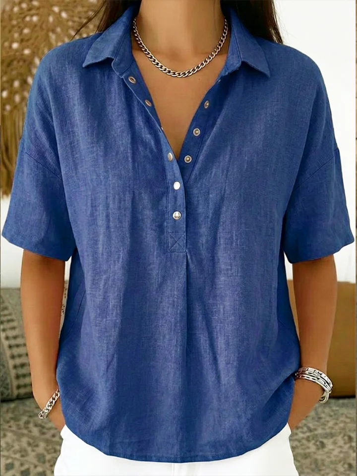Emma – Bluse mit Kragen und Knopfdetail