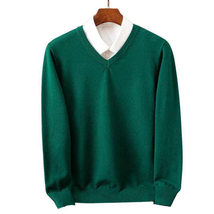 Eleganter Kaschmirpullover mit V-Ausschnitt