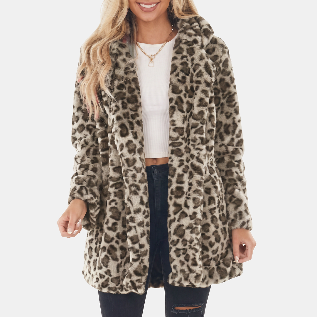 Damen Kunstfellmantel Lässige Offene Winterjacke