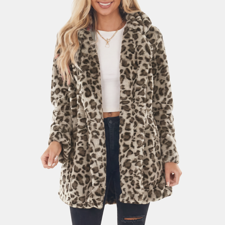 Damen Kunstfellmantel Lässige Offene Winterjacke