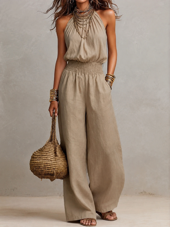 VALERIA | Halterneck Jumpsuit mit weitem Bein