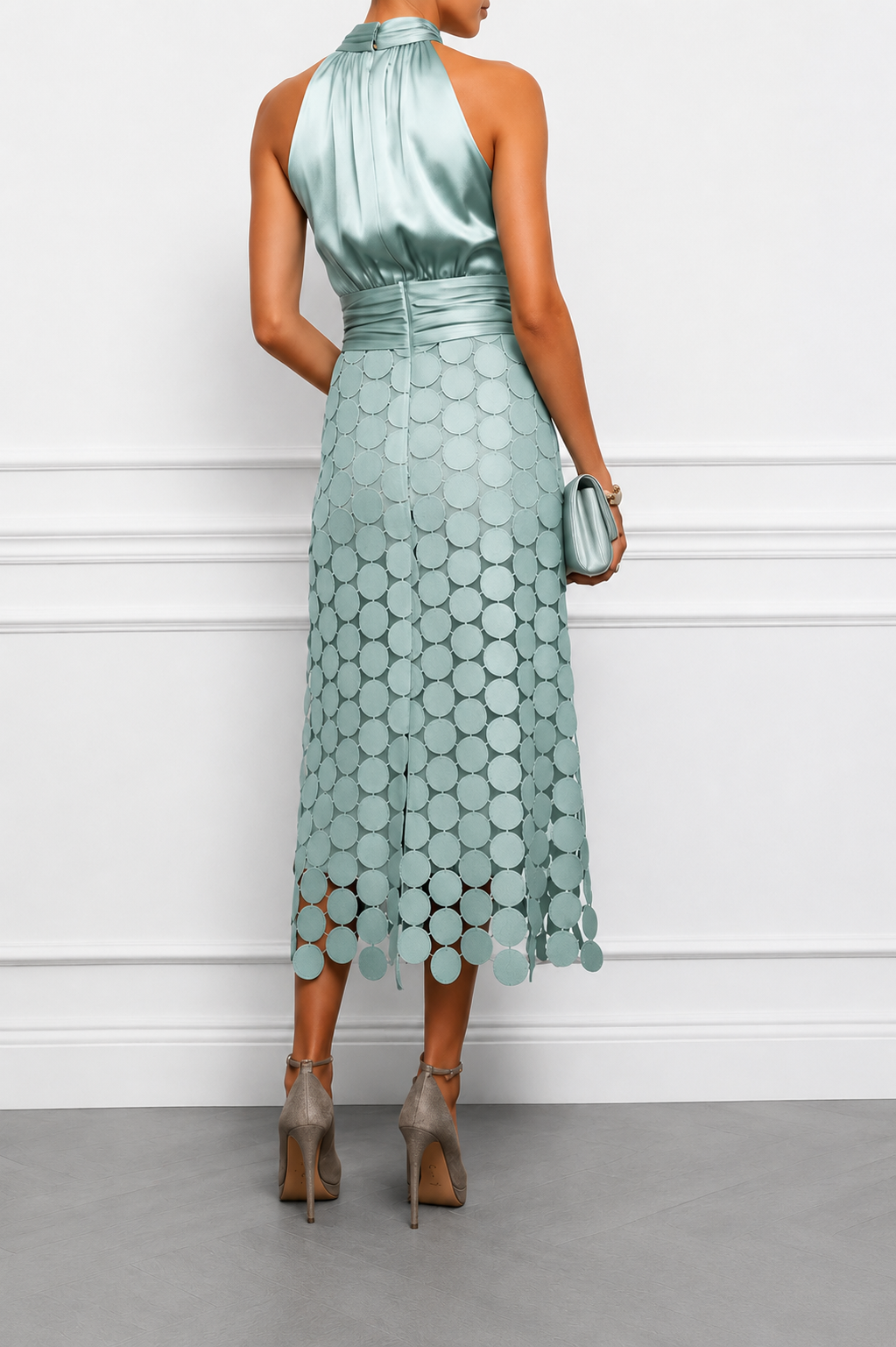 Jessica - Satin Halter Midi Kleid