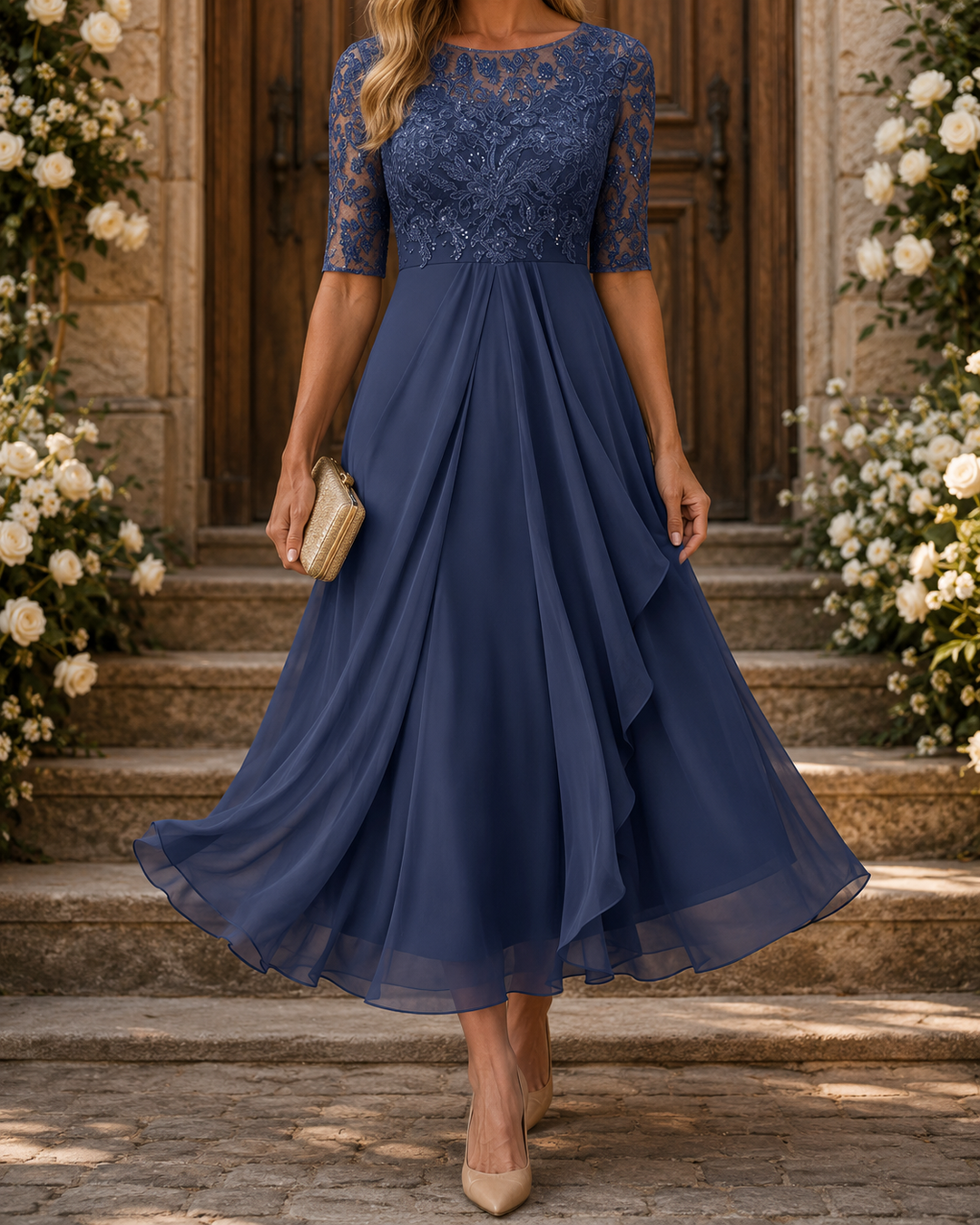 Romina | Midi-Kleid aus figurformender Spitze