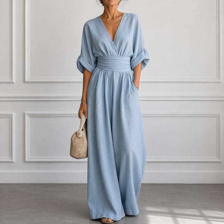 Clara | Weit geschnittener V-Ausschnitt Jumpsuit