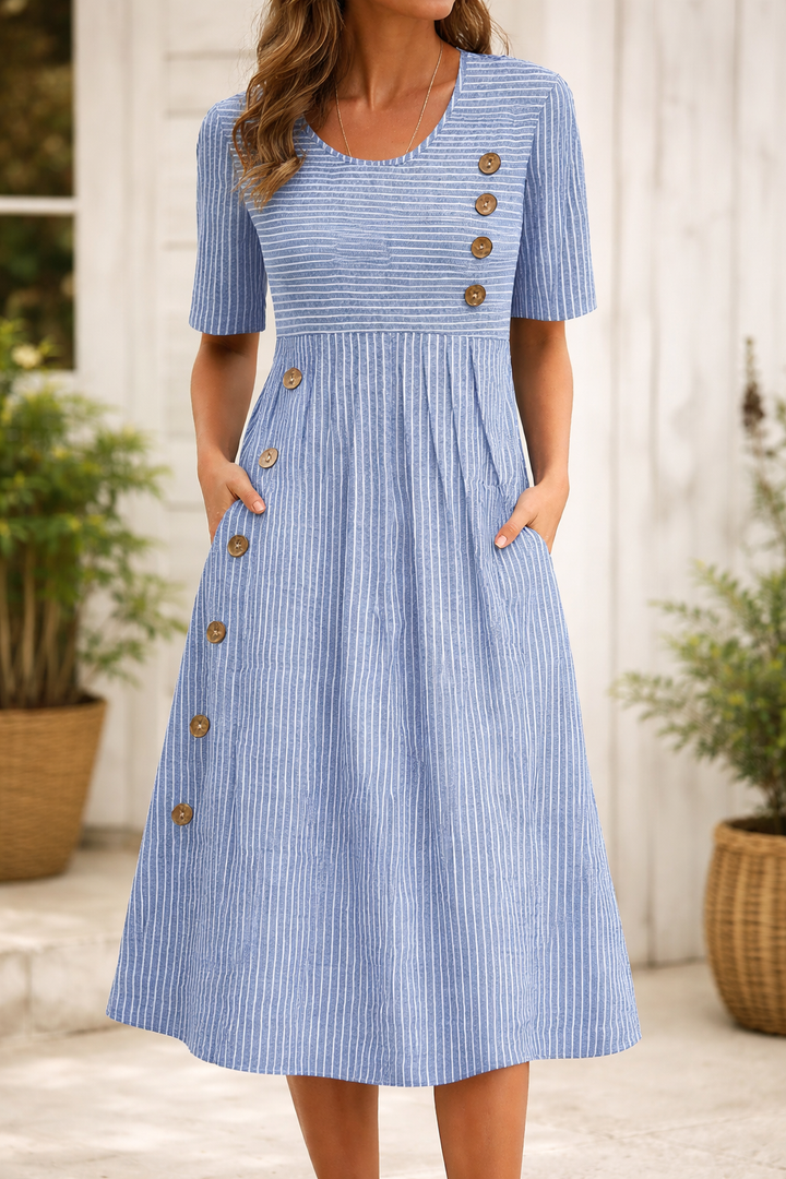 Victoria | Zeitlos gestreiftes Midi-Kleid