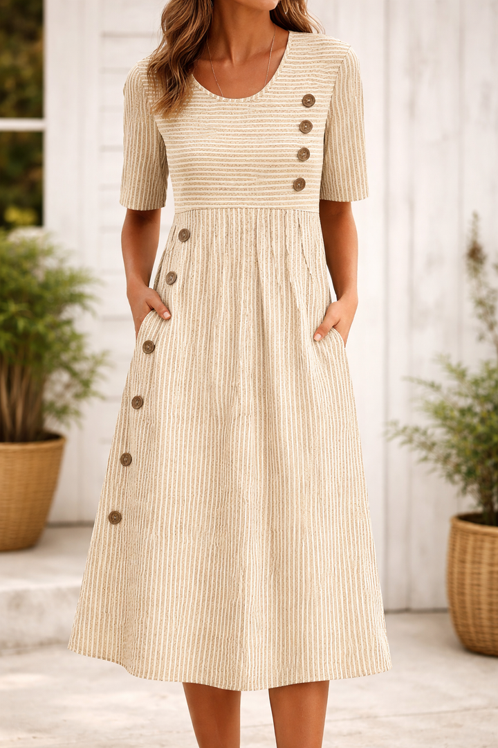 Victoria | Zeitlos gestreiftes Midi-Kleid