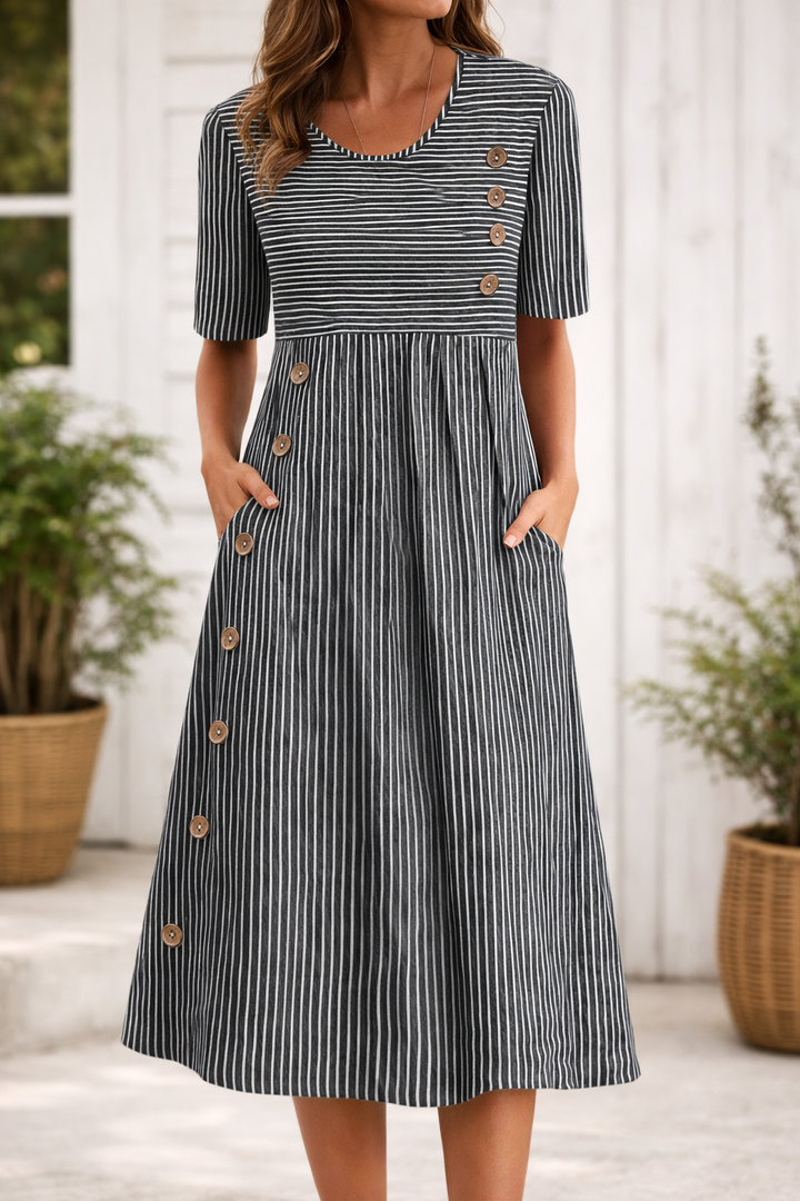 Victoria | Zeitlos gestreiftes Midi-Kleid