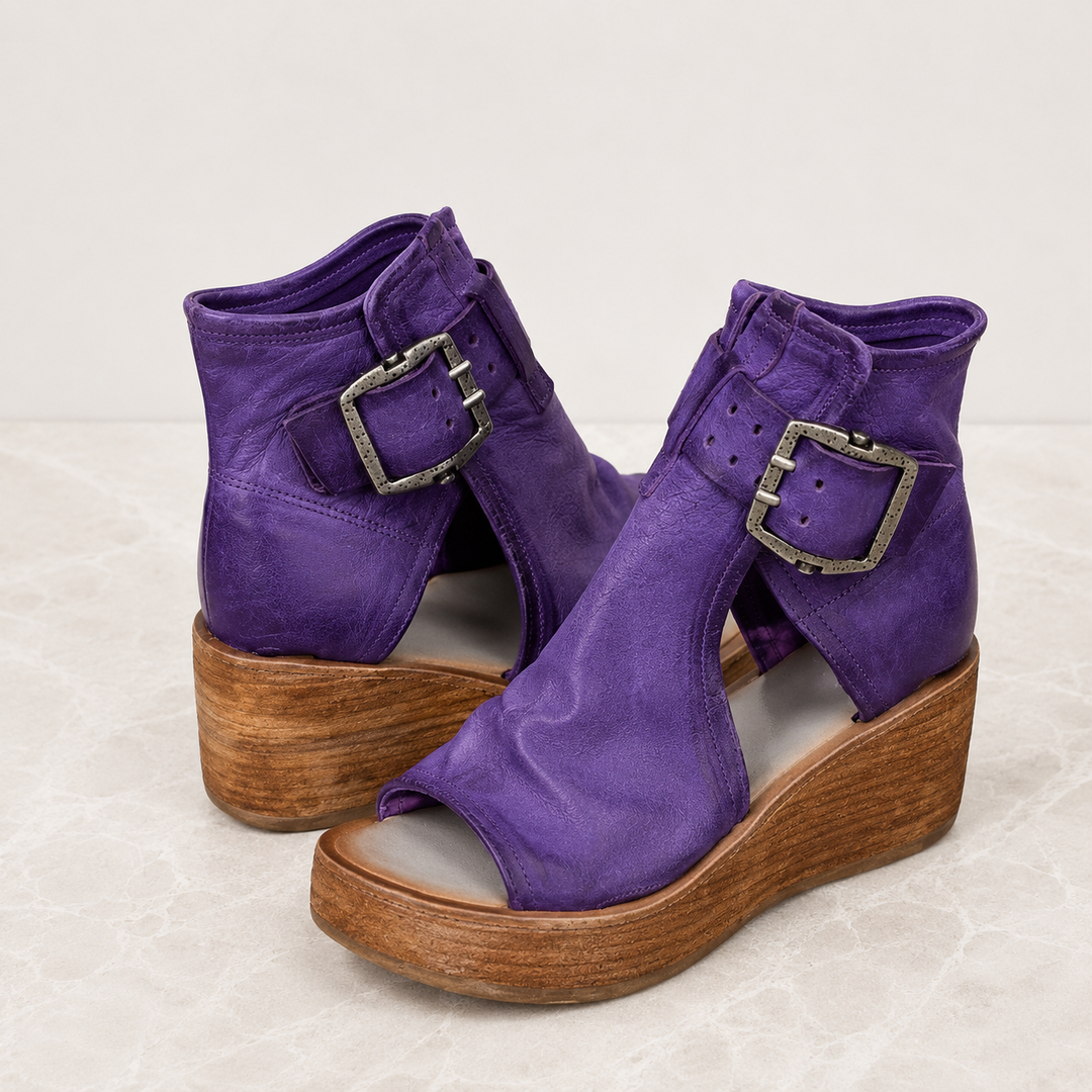 Amalia™ | Elegante Leder-Sandaletten mit bequemem Keilabsatz