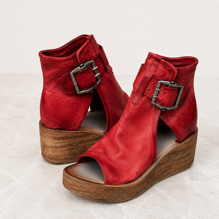 Amalia™ | Elegante Leder-Sandaletten mit bequemem Keilabsatz