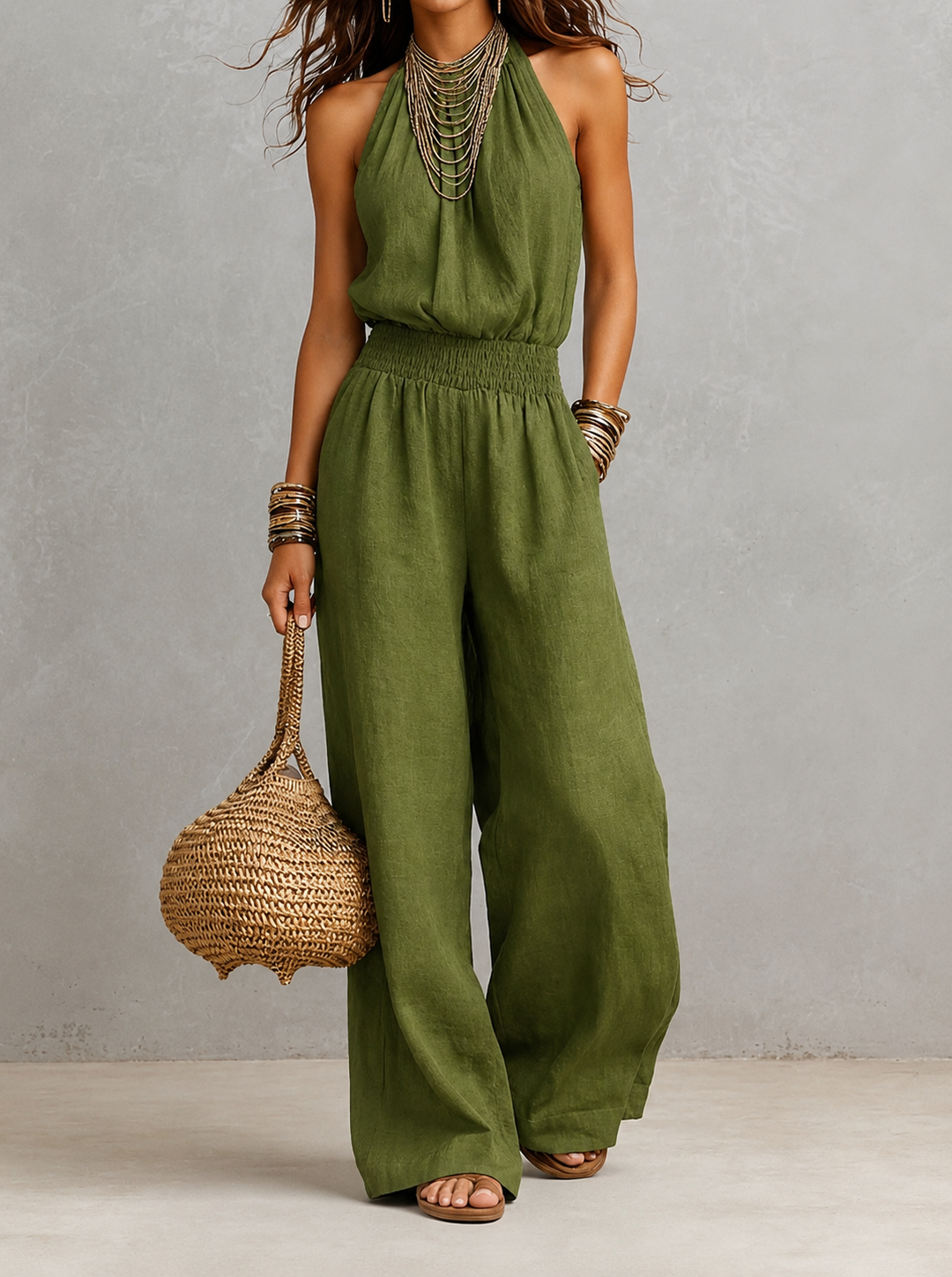 VALERIA | Halterneck Jumpsuit mit weitem Bein