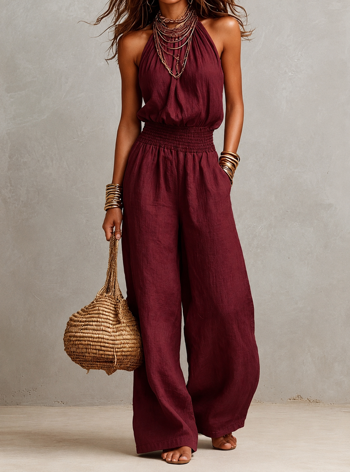 VALERIA | Halterneck Jumpsuit mit weitem Bein