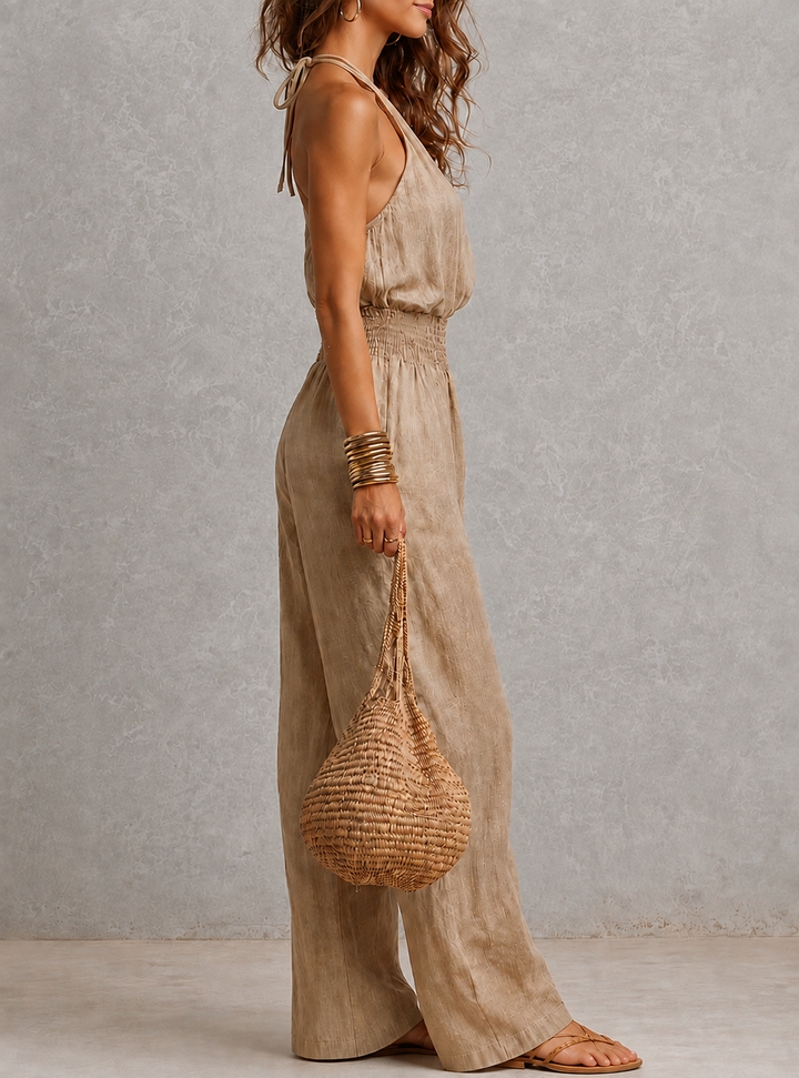 VALERIA | Halterneck Jumpsuit mit weitem Bein