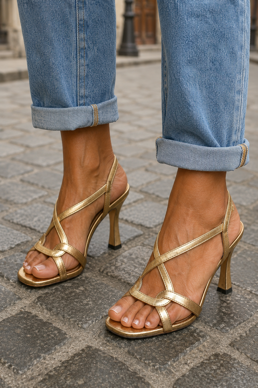Cassie | Sandalen mit Absatz Golden Summer Charm