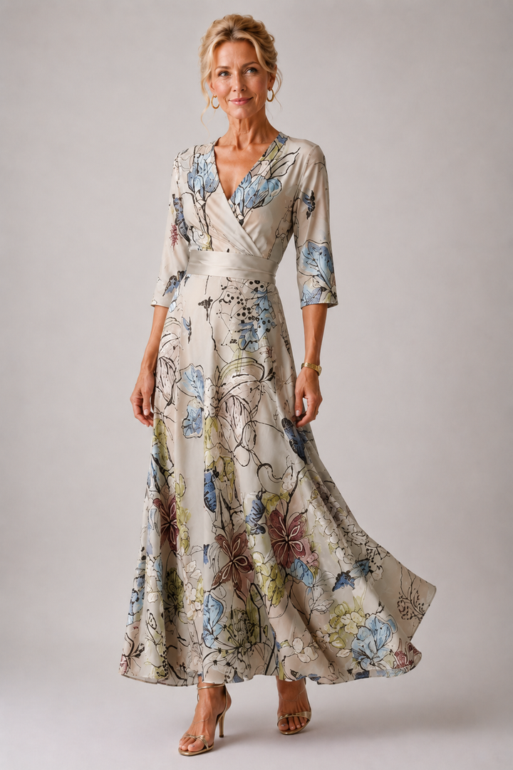 Sabina | Raffiniertes Kleid mit Blumenmuster