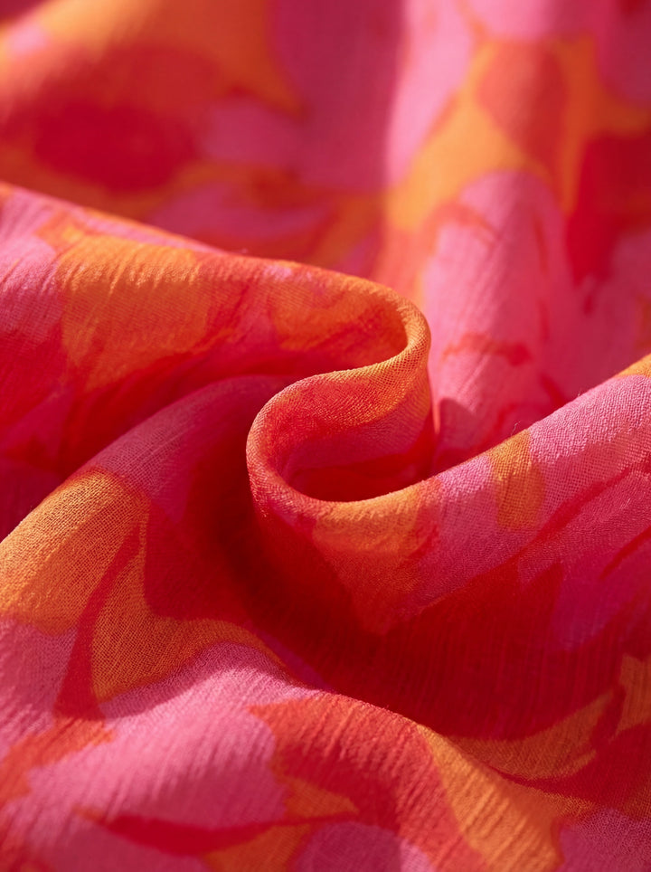 Oliva | Maxikleid mit Blumenmuster, Ballonärmeln und V-Ausschnitt
