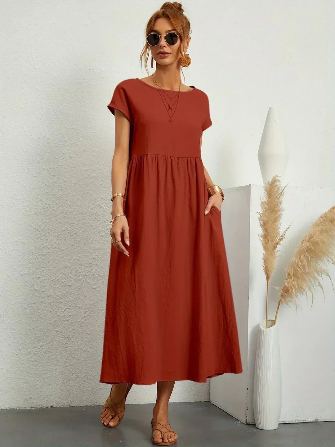 Gabrielle™ — Midi-Fluidkleid zeitlose Eleganz