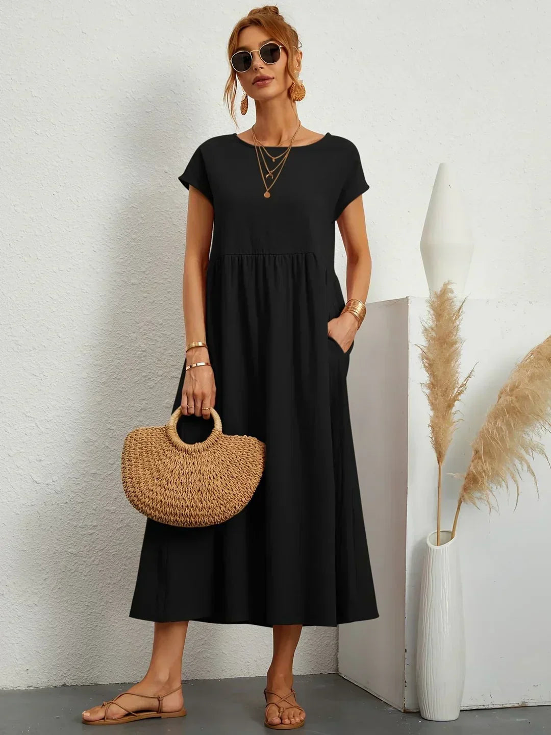 Gabrielle™ — Midi-Fluidkleid zeitlose Eleganz