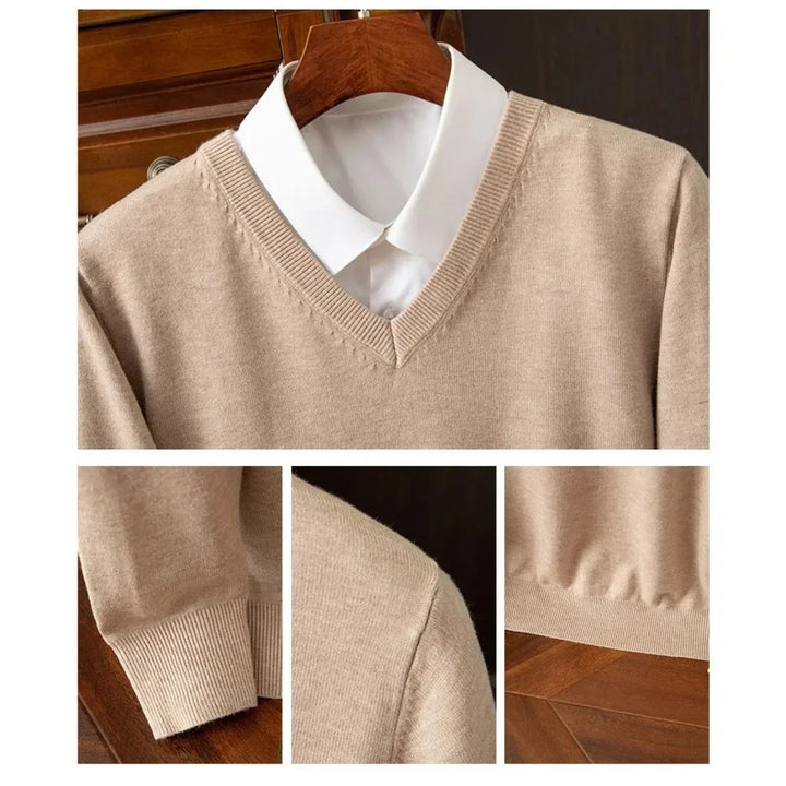 Eleganter Kaschmirpullover mit V-Ausschnitt
