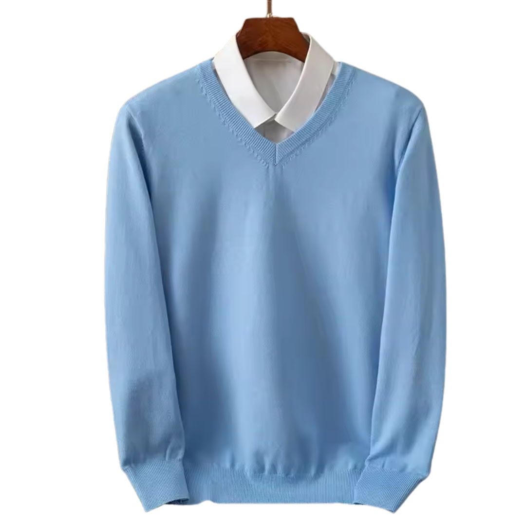 Eleganter Kaschmirpullover mit V-Ausschnitt