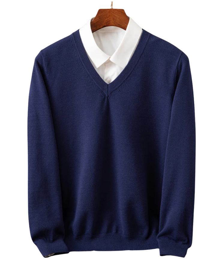 Eleganter Kaschmirpullover mit V-Ausschnitt