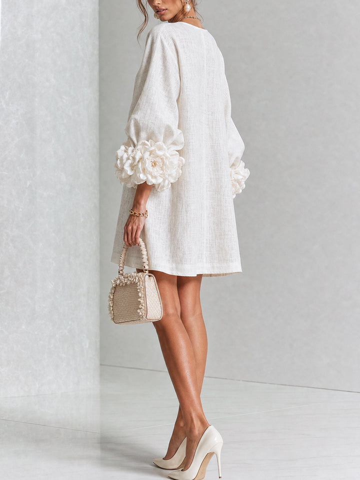 Florales Hemdblusenkleid mit auffälligen floralen Manschetten