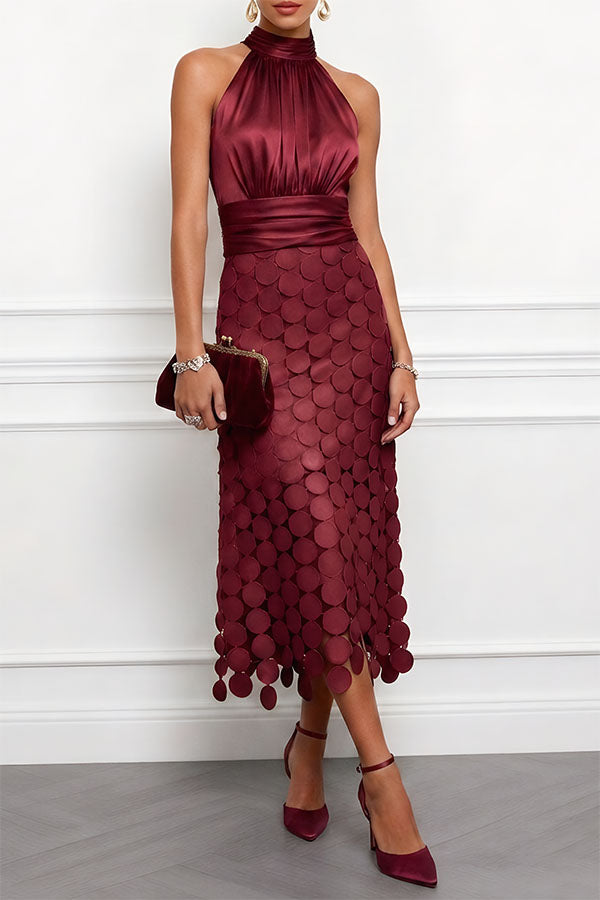 Jessica - Satin Halter Midi Kleid
