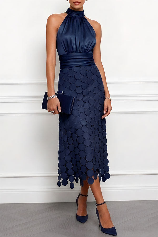 Jessica - Satin Halter Midi Kleid