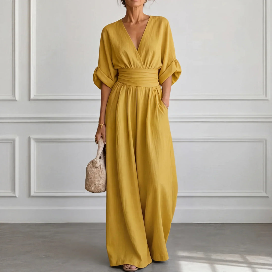 Clara | Weit geschnittener V-Ausschnitt Jumpsuit
