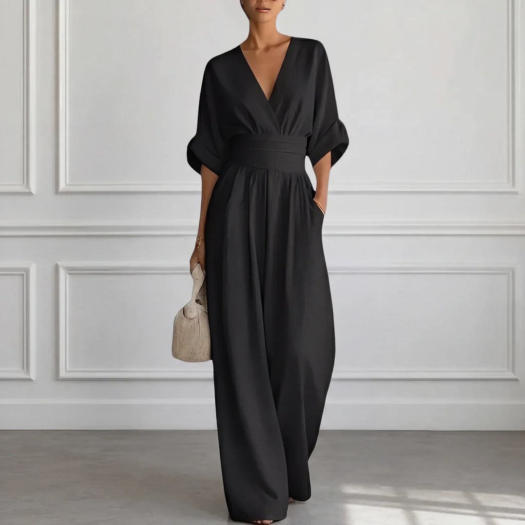 Clara | Weit geschnittener V-Ausschnitt Jumpsuit