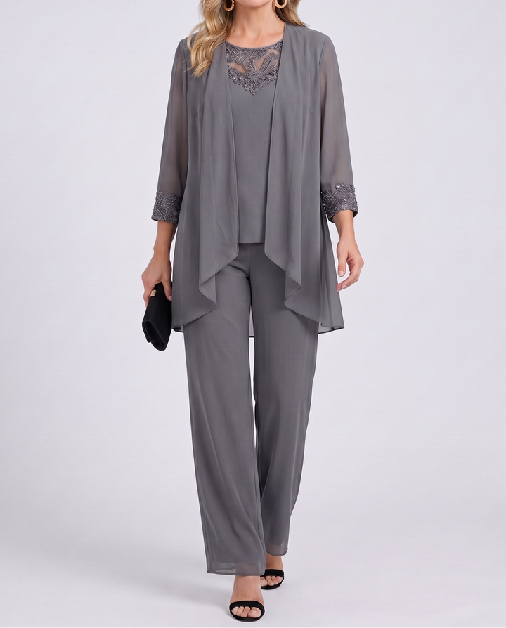 Eleanor™ | Fließende Jacke &amp; Weite Hose Set