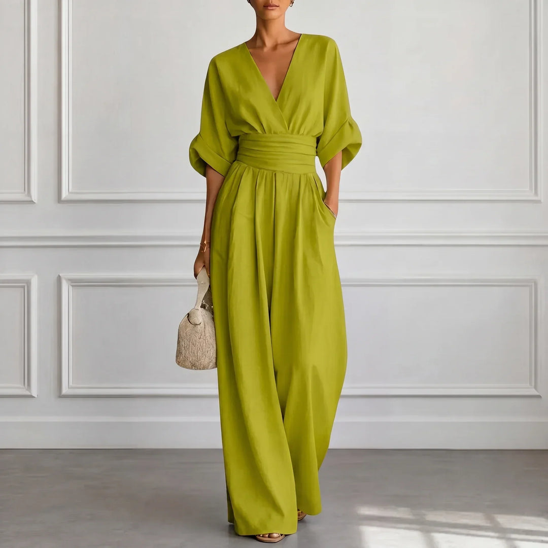 Clara | Weit geschnittener V-Ausschnitt Jumpsuit