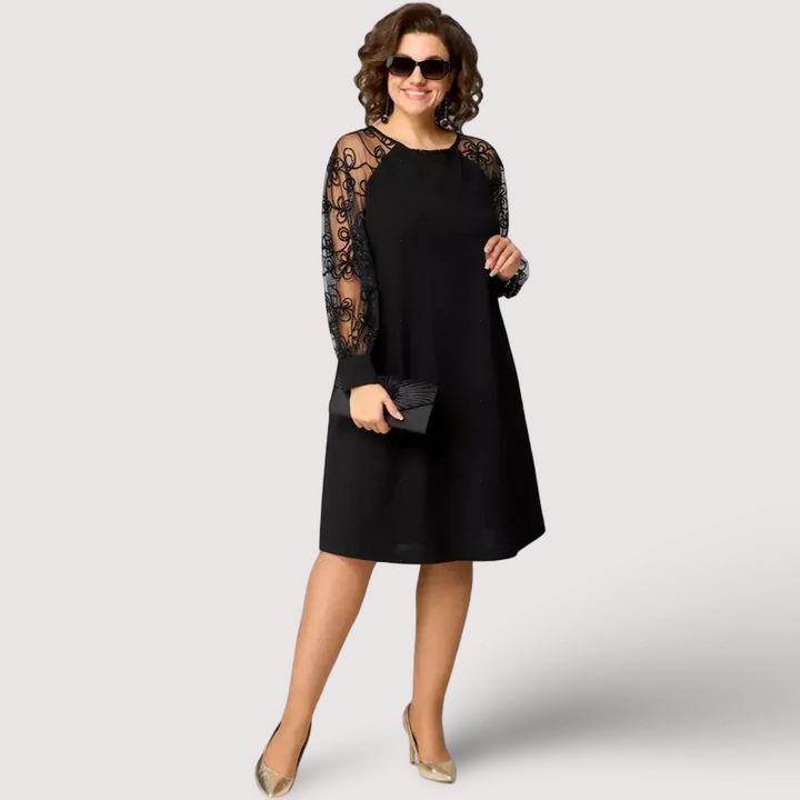 Elena - Elegante schwarze Kleider mit Spitzenärmeln