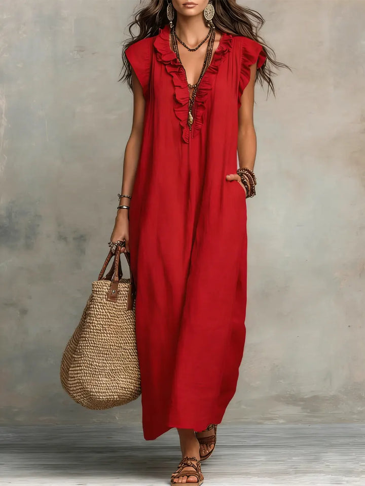 Chiara | Maxikleid im Boho-Stil mit V-Ausschnitt