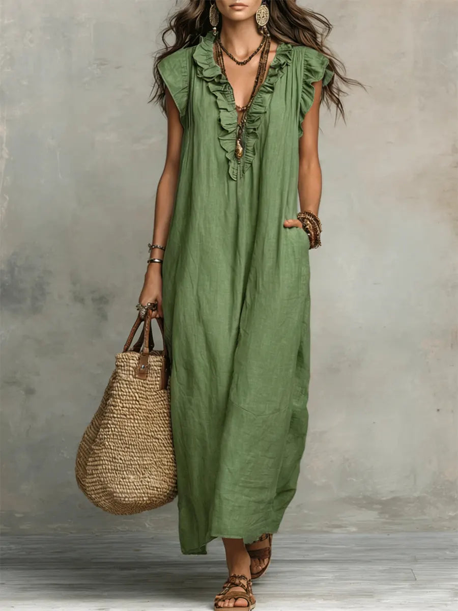 Chiara | Maxikleid im Boho-Stil mit V-Ausschnitt