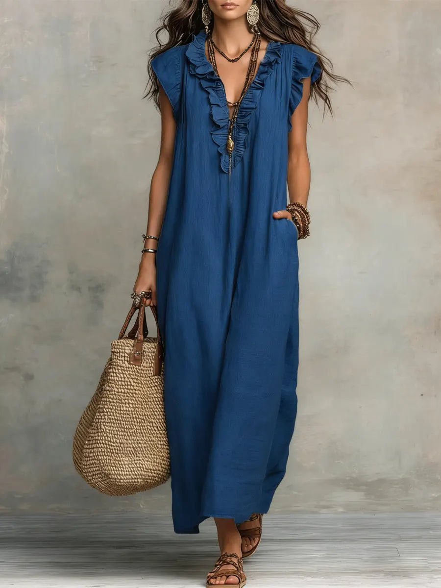 Chiara | Maxikleid im Boho-Stil mit V-Ausschnitt
