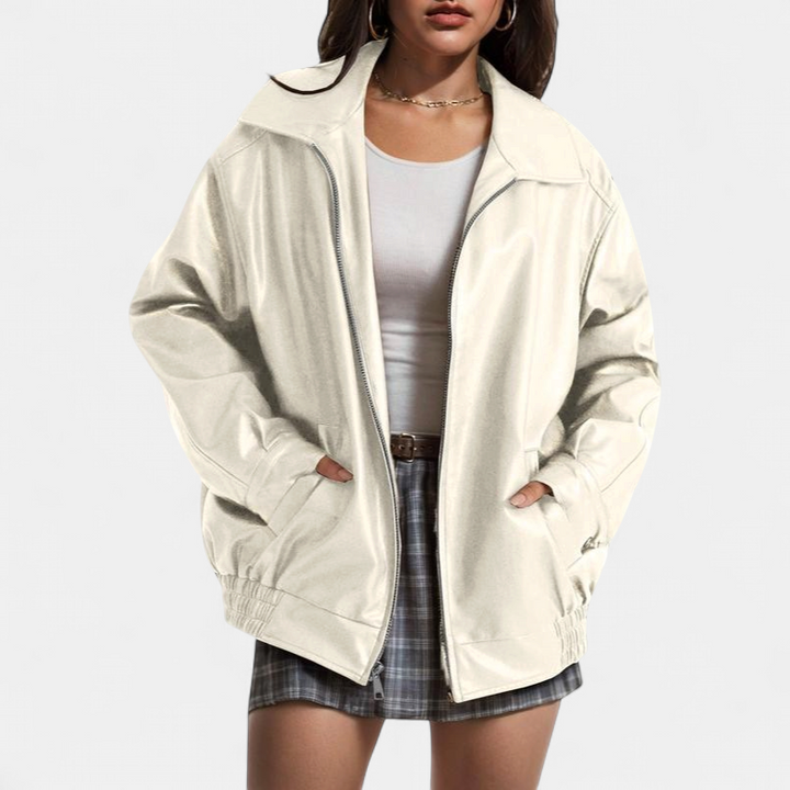 KENDRA | Damen Oversized Kunstwildleder Motorradjacke