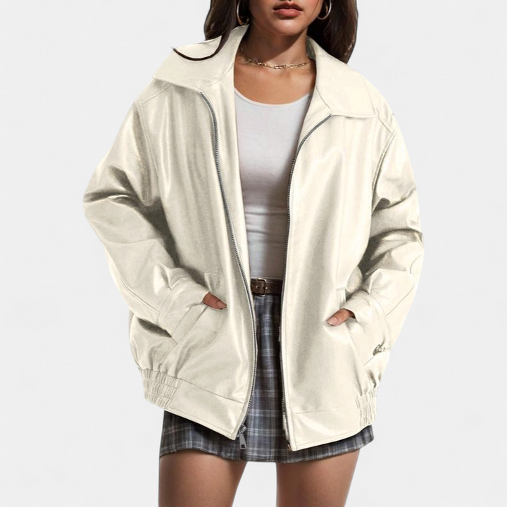KENDRA | Damen Oversized Kunstwildleder Motorradjacke