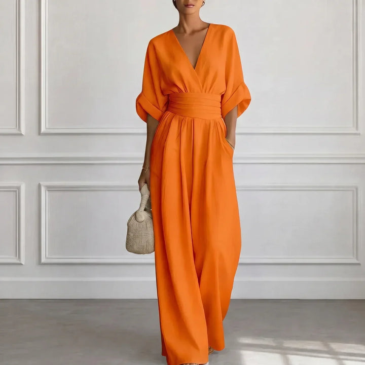 Clara | Weit geschnittener V-Ausschnitt Jumpsuit