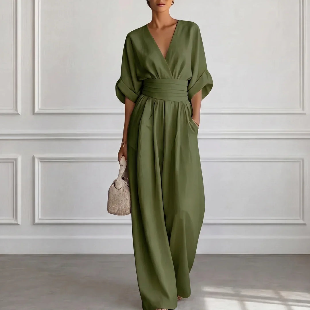 Clara | Weit geschnittener V-Ausschnitt Jumpsuit