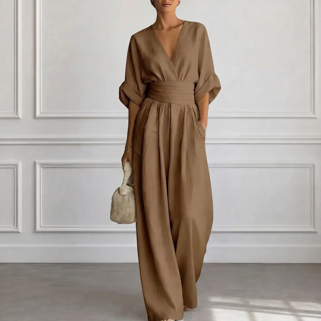 Clara | Weit geschnittener V-Ausschnitt Jumpsuit