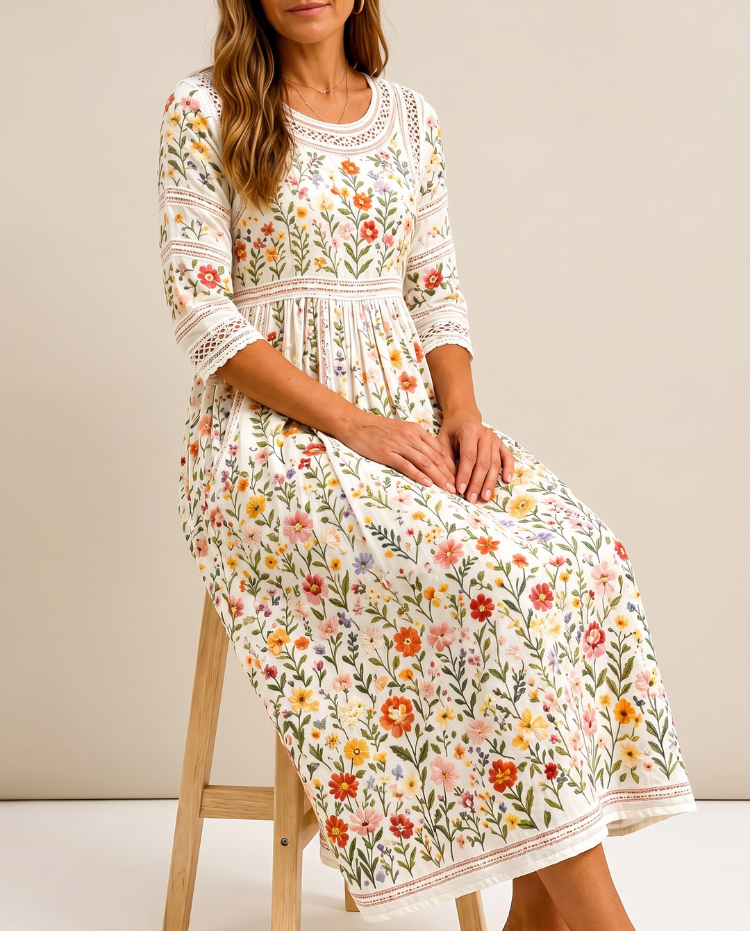 Wildblumenwiese Charm Midi Kleid