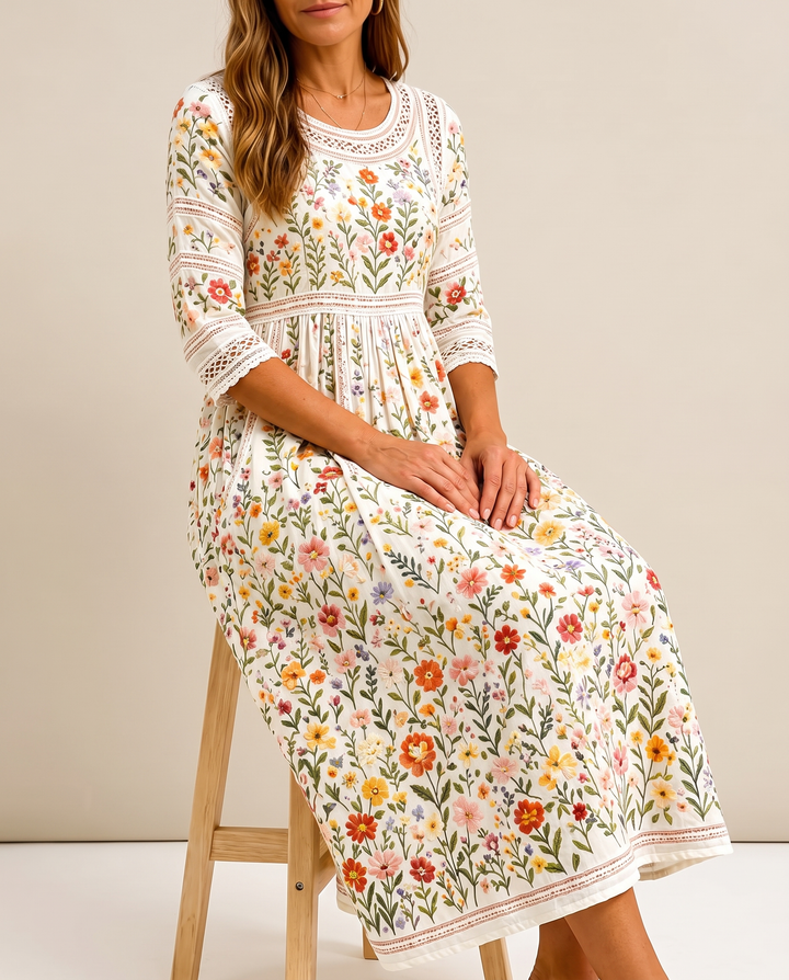 Wildblumenwiese Charm Midi Kleid